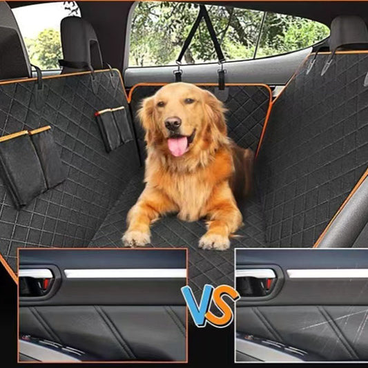Waterproof Dog Car Seat Cover - Rear Seat Pet Mat with Pockets