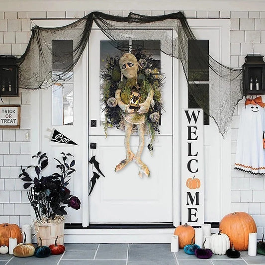 Mummy Skeleton Wreath – Spooky Halloween Decor