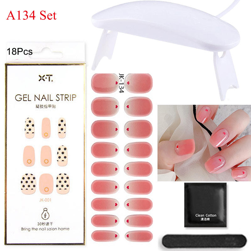Gel Nail Wraps with UV Lamp Set French Tip Full Cover Nail Kit