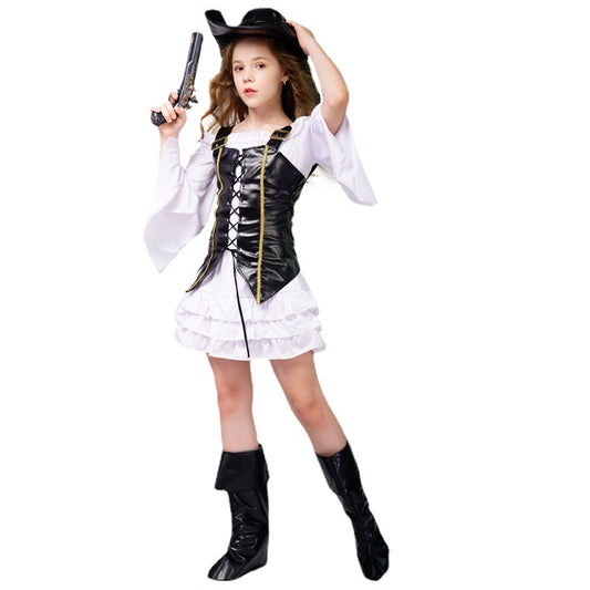 Halloween Girls Party Costume – Dress, Vest & Hat Set