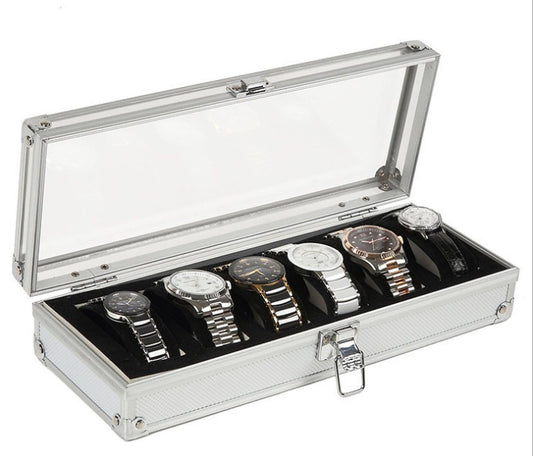 Aluminum 6-Slot Watch & Jewelry Storage Box