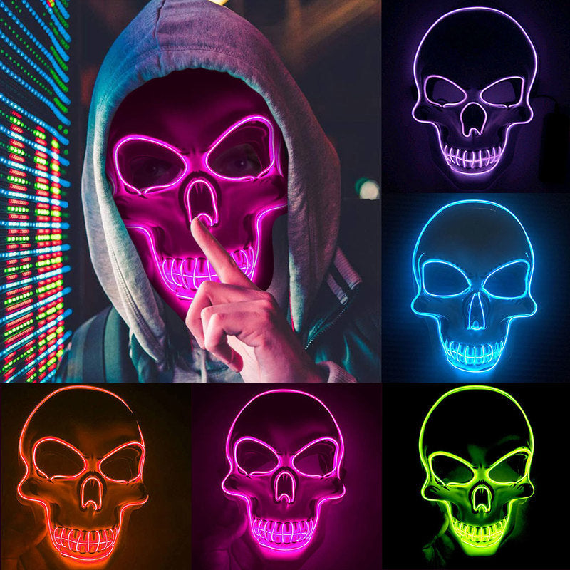 LED Glow Halloween Skeleton Mask – Scary Party Mask