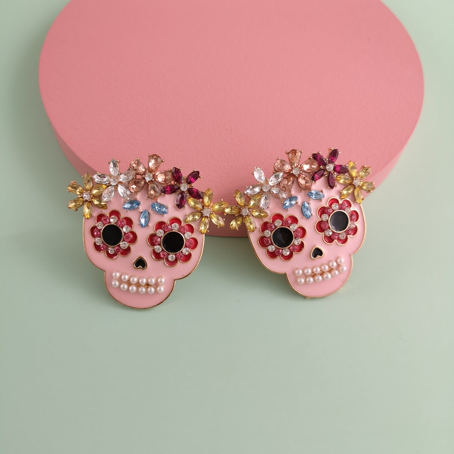 Rhinestone Geometric Halloween Earrings