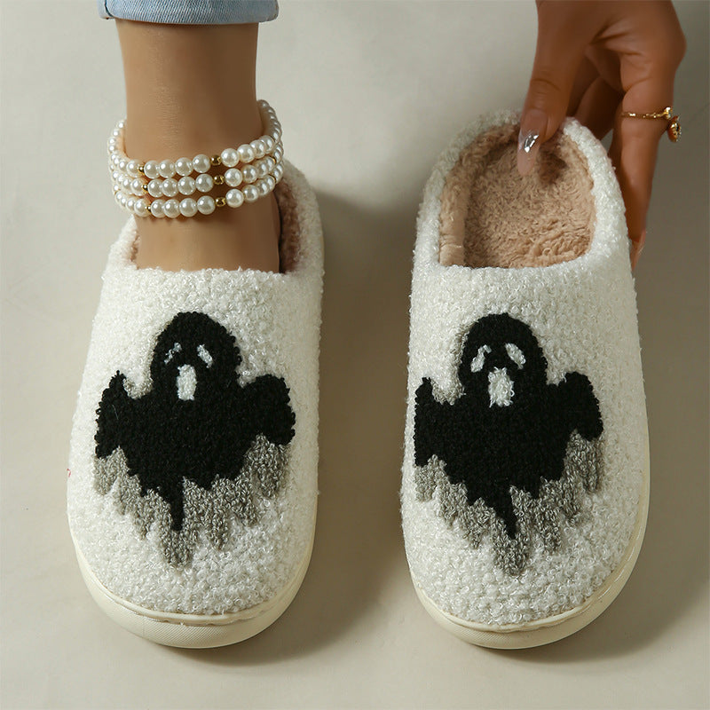 Halloween Ghost Cotton Slippers – Warm & Non-Slip
