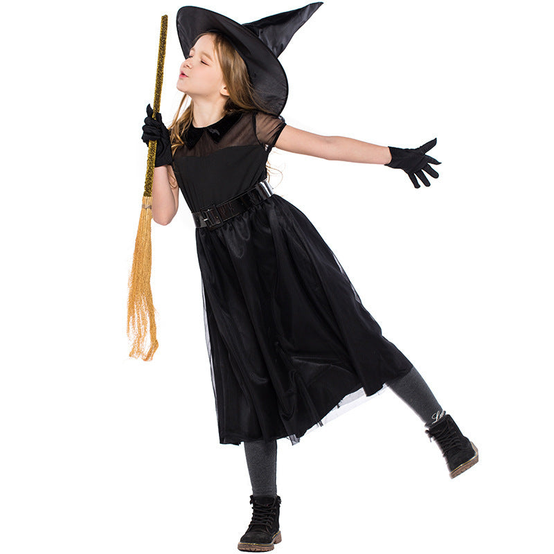 Kids Black Mesh Witch Costume