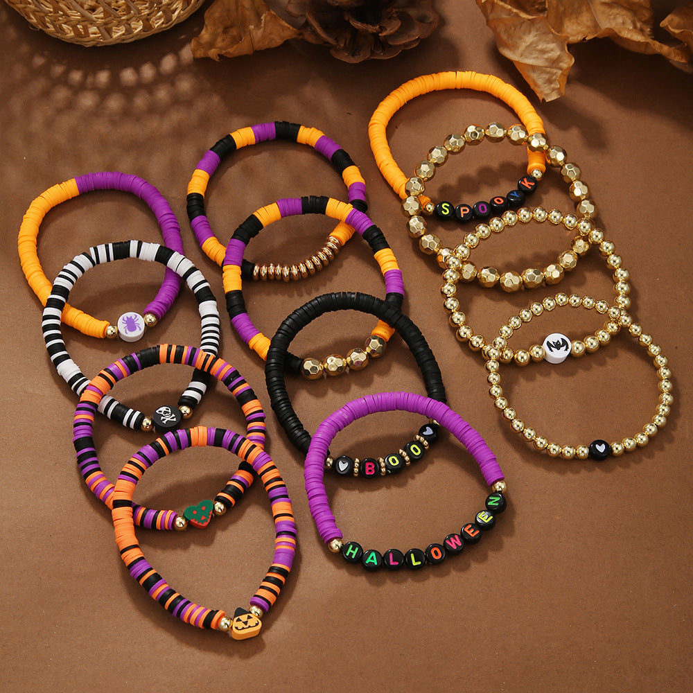 Halloween Ghost Polymer Clay Bracelet Set