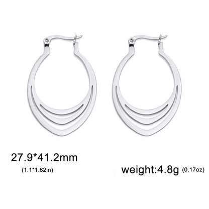 Cut Titanium Steel Geometric Water Drop Pattern Shape Stainless Steel Simple Earrings