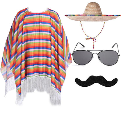 Mexican Cloak & Beard Hat – Halloween Party Costume