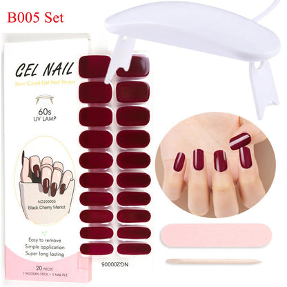 Gel Nail Wraps with UV Lamp Set French Tip Full Cover Nail Kit
