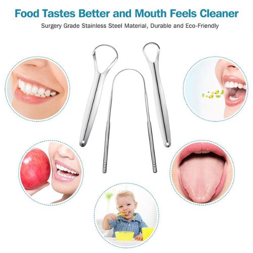 Tongue Scraper Metal Tongue Brush Oral Hygiene Cleaner Breath Fresh Tool