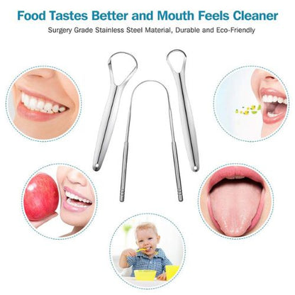 Tongue Scraper Metal Tongue Brush Oral Hygiene Cleaner Breath Fresh Tool