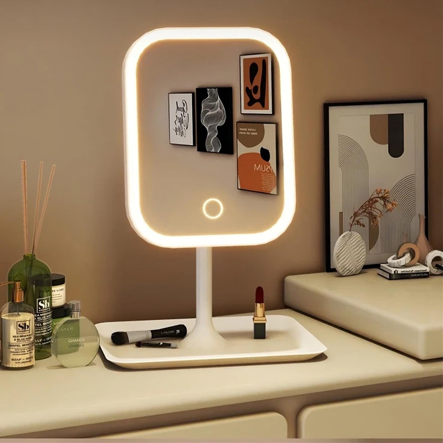 LED Makeup Mirror Touch Control Dimmable Vanity Mirror 3 Light Modes