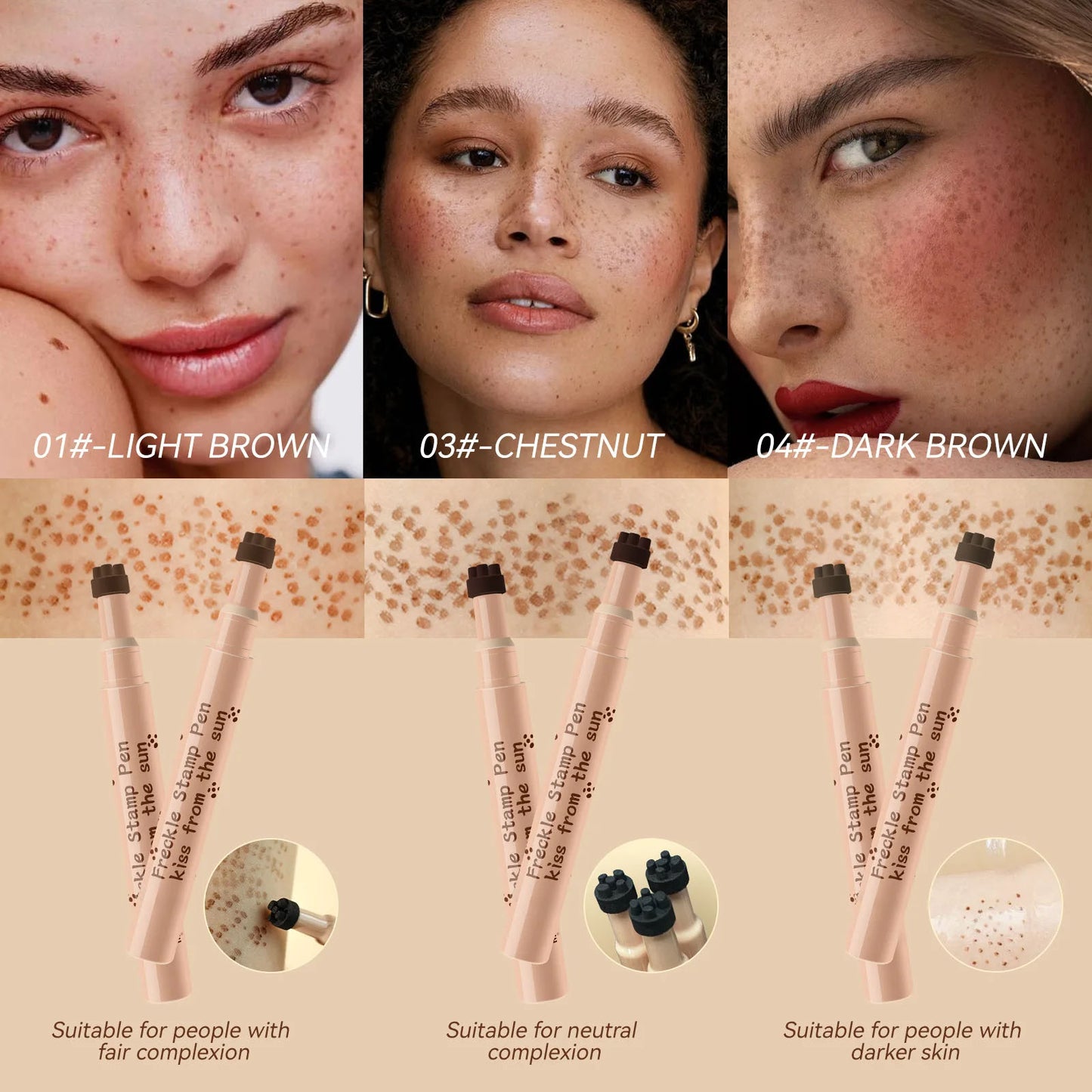 Waterproof Freckle Pen Natural Fake Freckles Makeup 4 Shade Felt Tip