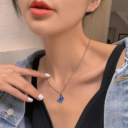 18K Gold Butterfly Necklace Dainty Pendant Gift for Women
