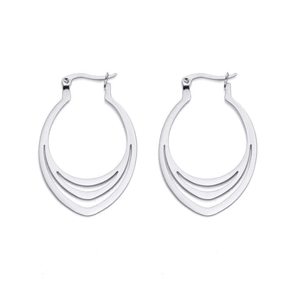 Cut Titanium Steel Geometric Water Drop Pattern Shape Stainless Steel Simple Earrings