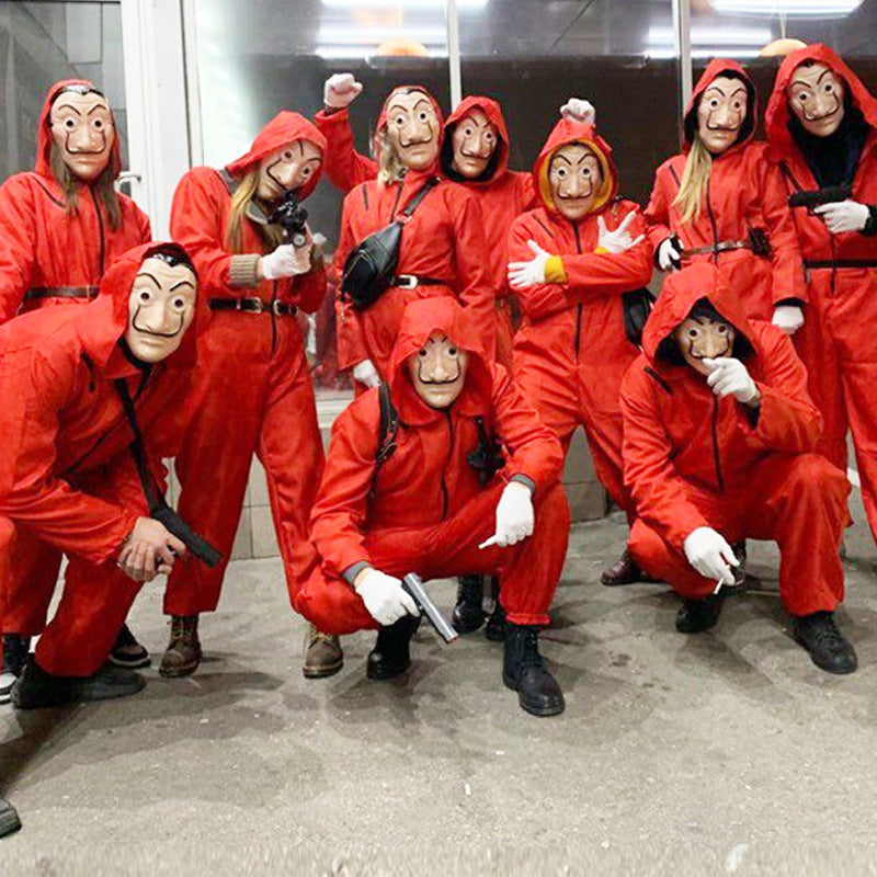 Red Halloween Cosplay One-Piece Costume with Mask