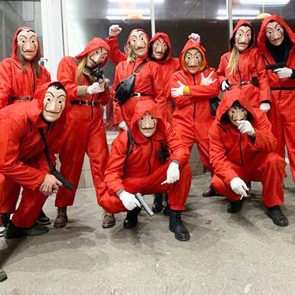 Red Halloween Cosplay One-Piece Costume with Mask