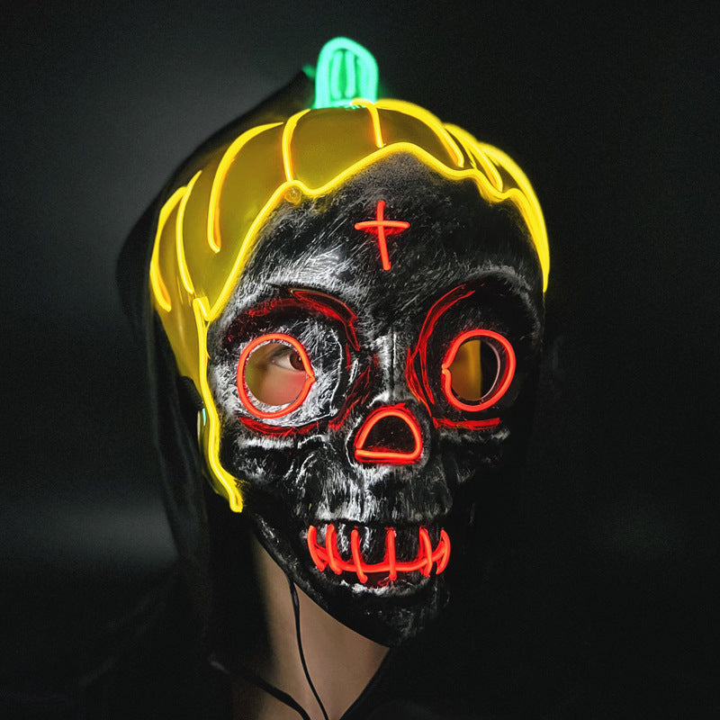 LED Glowing Pumpkin Skull Halloween Mask