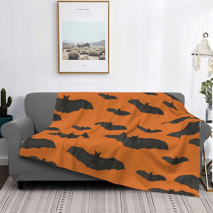 Halloween Bat Pattern Wool Blanket – Cozy Gothic Throw