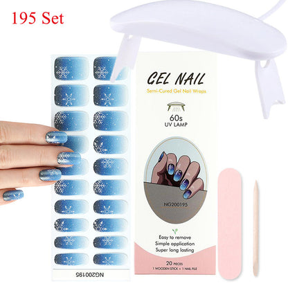Gel Nail Wraps with UV Lamp Set French Tip Full Cover Nail Kit