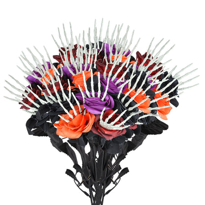 Halloween Skull Hand Rose Ornament – Spooky Decor