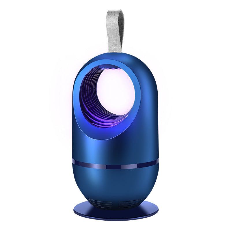 Indoor household photocatalyst mosquito killer lamp in blue color, featuring light wave attraction technology.