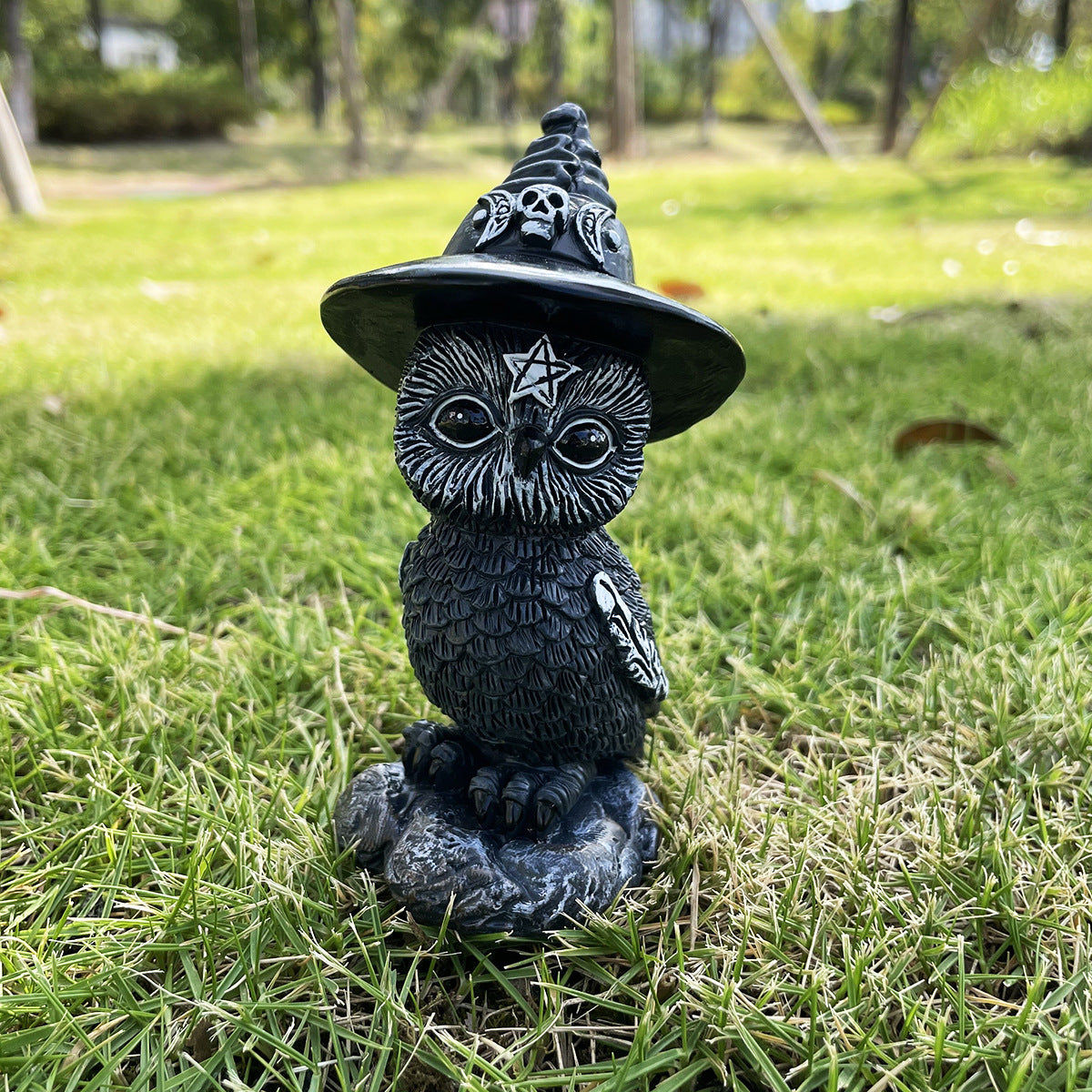 Hand-Painted Owl Halloween Ornament – Resin Craft