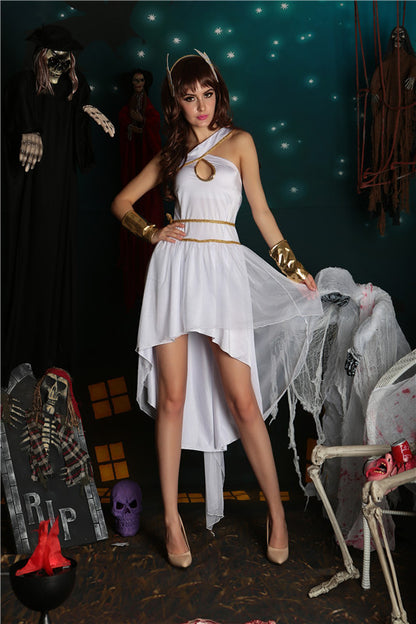 White Irregular Fantasy Halloween Dress Set