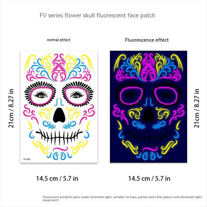 Halloween Fluorescent Death Face Stickers