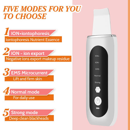 Ultrasonic Face Skin Scrubber EMS Blackhead Remover Pore Cleaner Device