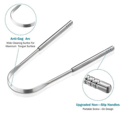 Tongue Scraper Metal Tongue Brush Oral Hygiene Cleaner Breath Fresh Tool