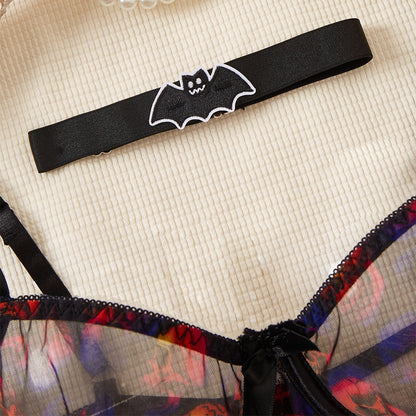 Women’s Halloween Skull Lingerie Set – Sexy Mesh