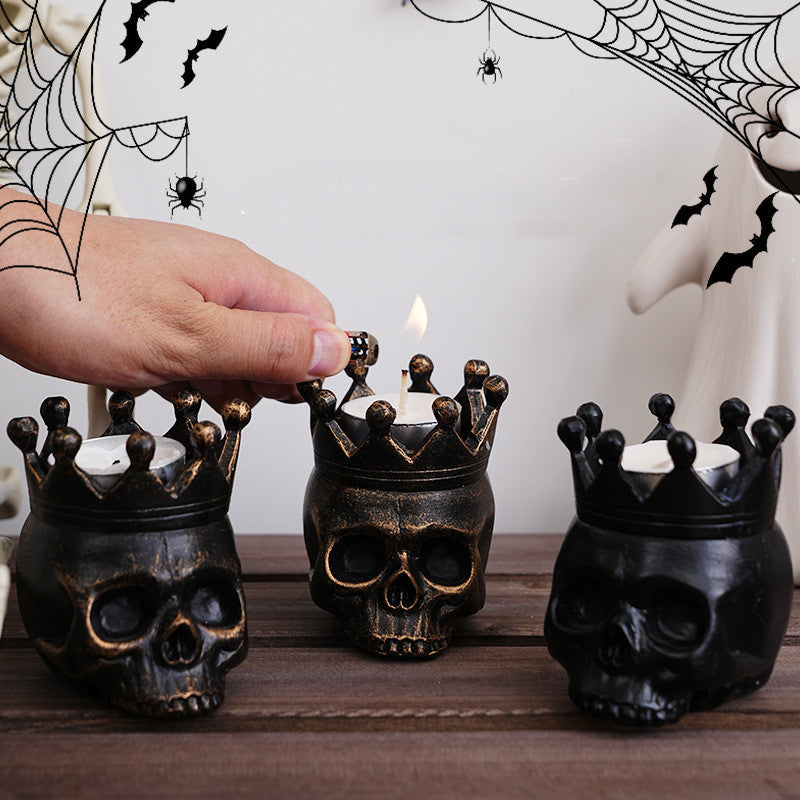 Halloween Themed Pumpkin Lantern Skull Candle Stand