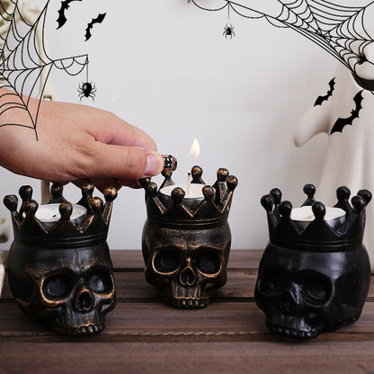 Halloween Themed Pumpkin Lantern Skull Candle Stand