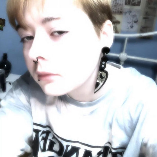 Personalized Halloween Stud Earrings – Skull & Star Design