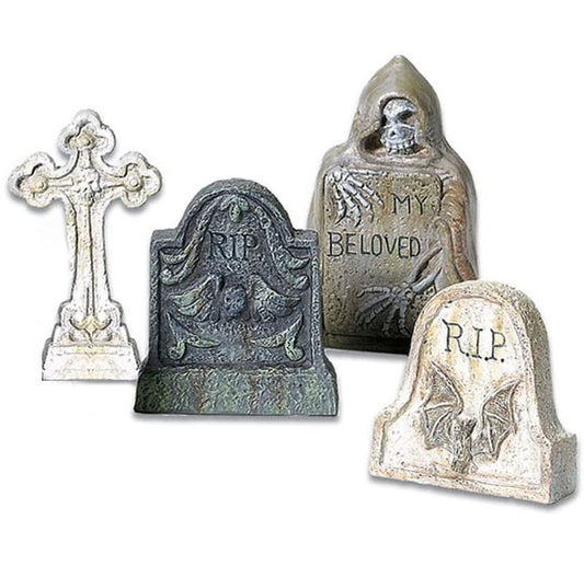 Halloween Tombstone Ornament Set – 4 Pieces