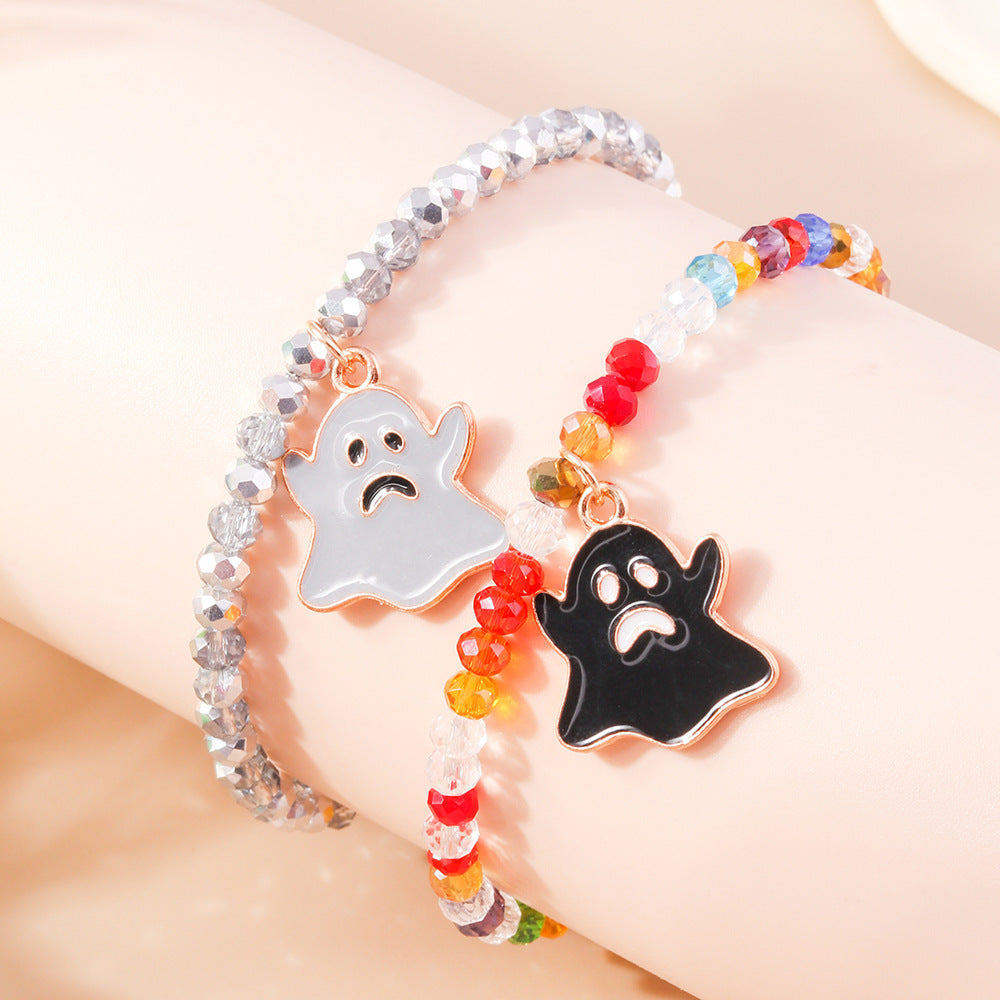 Halloween Ghost Beaded Bracelet Set – Couple Style
