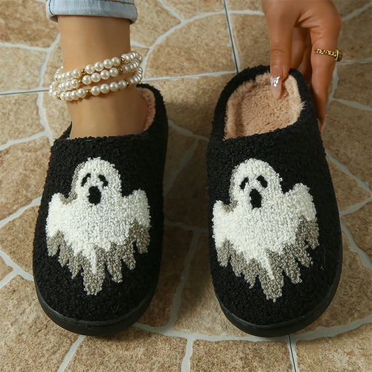 Halloween Ghost Cotton Slippers – Warm & Non-Slip