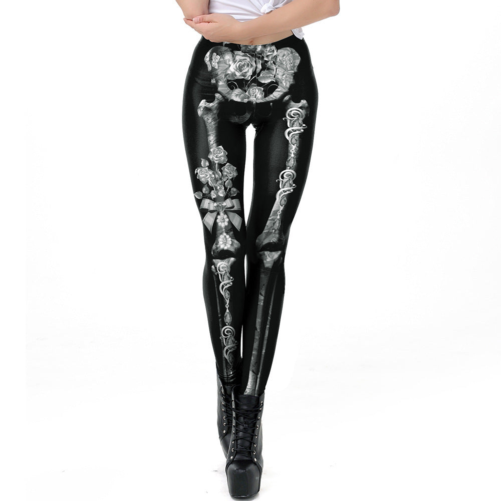Halloween Skull Print Ladies Leggings