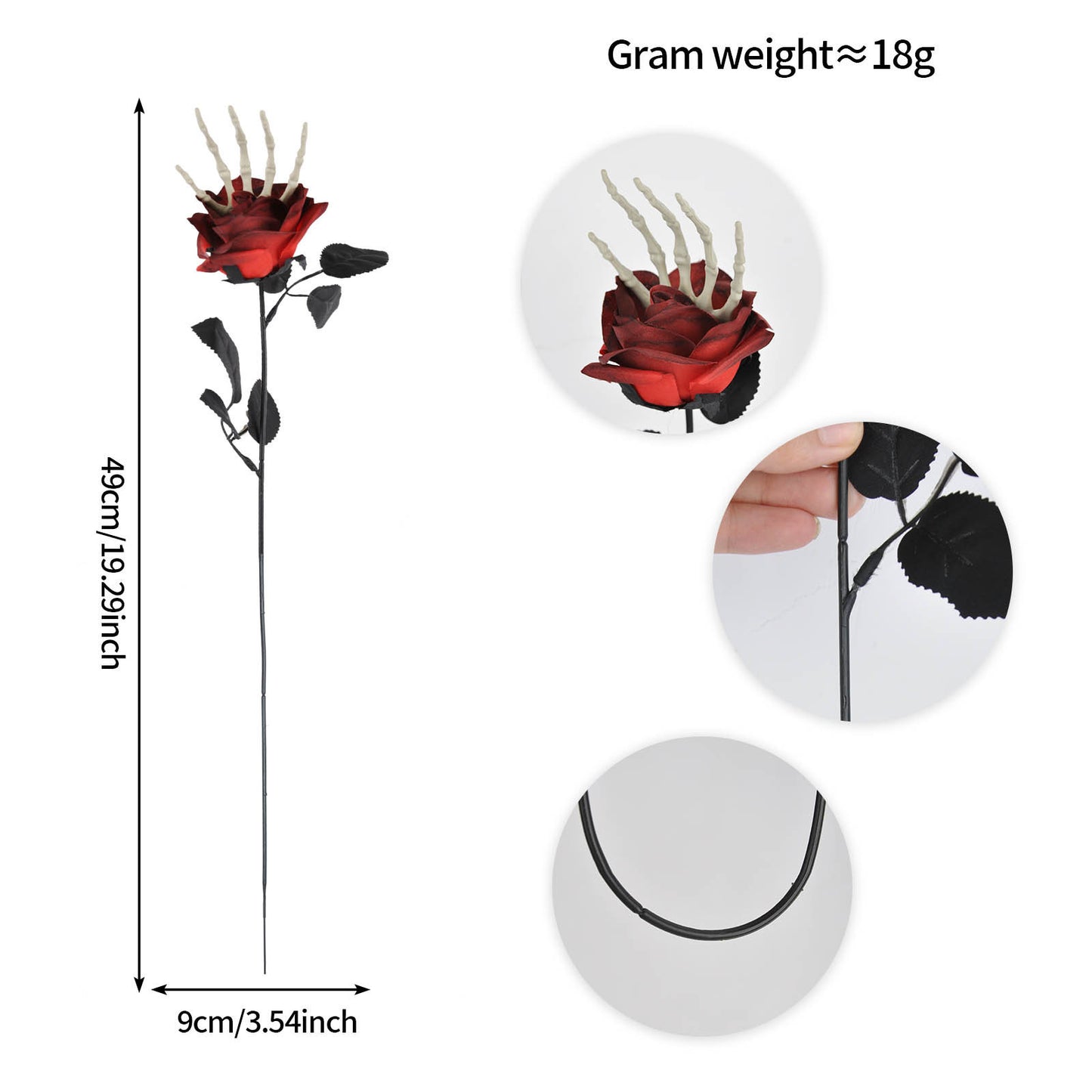 Halloween Skull Hand Rose Ornament – Spooky Decor