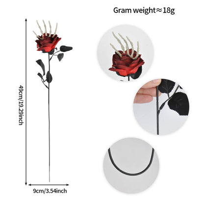 Halloween Skull Hand Rose Ornament – Spooky Decor