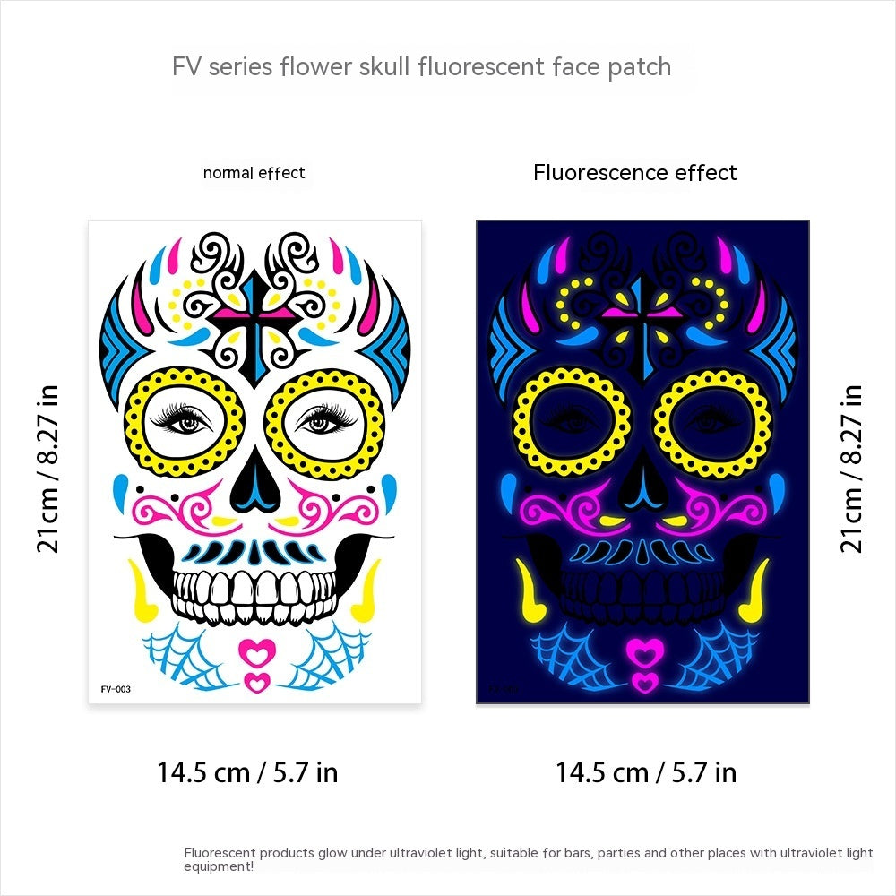 Halloween Fluorescent Death Face Stickers