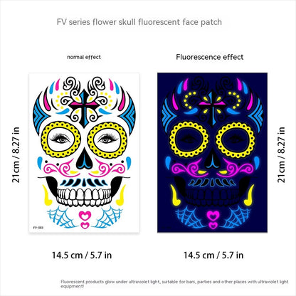 Halloween Fluorescent Death Face Stickers