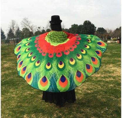 Halloween Peacock Feather Chiffon Cape