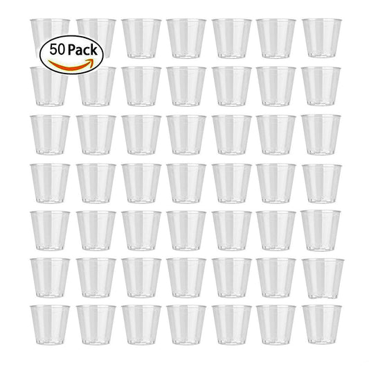 50 Pcs Clear Plastic Disposable Cups – 1oz (30ml), Ideal for Parties & Events