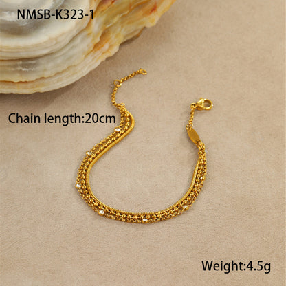 Multi-layer Stainless Steel Twin Inlaid Zircon Bracelet