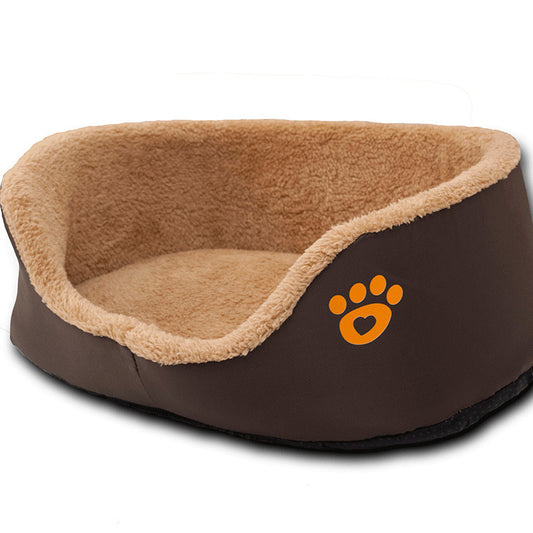 Soft Warm Wool Dog Bed — Cozy Round Pet Sofa
