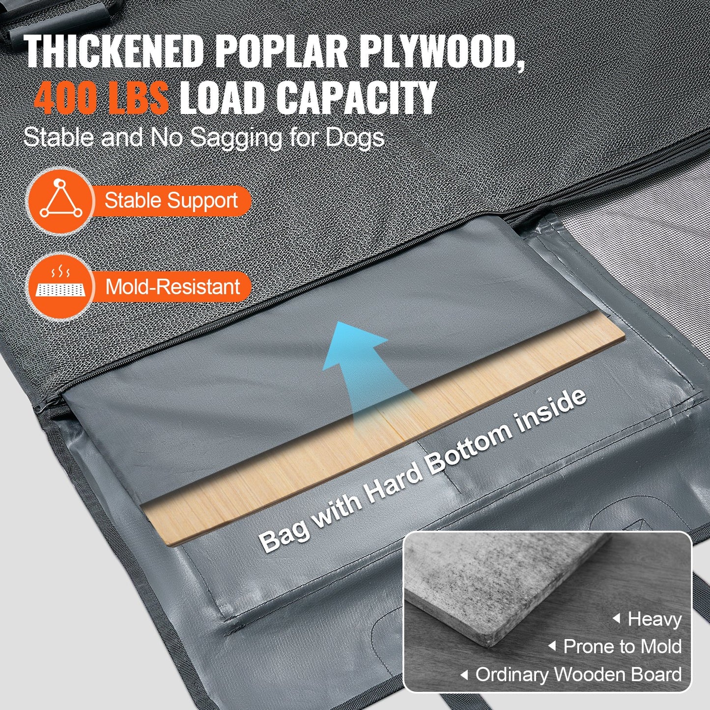 Dog Back Seat Extender – Hard Bottom Car Hammock with Storage