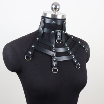 Halloween Spider Web Rivet Leather Collar