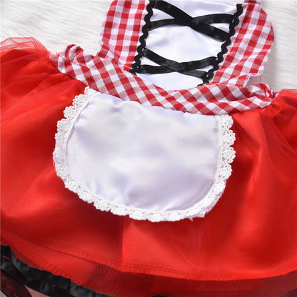 Girls’ Halloween Suspender Skirt Costume – Red Dress Set